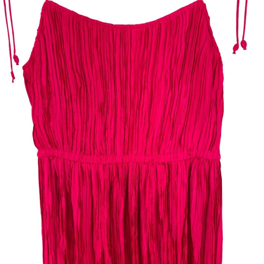 Ulla Johnson Midi Dress Orla Satin Pleated Sleeveless Hot Pink New No Tags - Picture 5 of 15